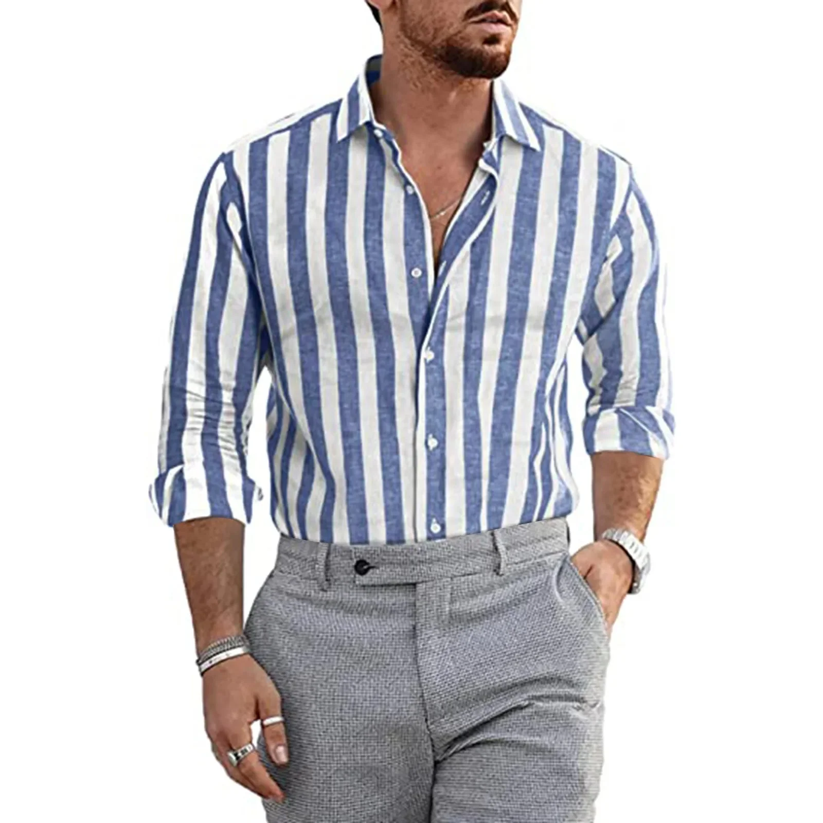 Heidi-Mode | Stylisches Gestreiftes Leinenhemd für Männer