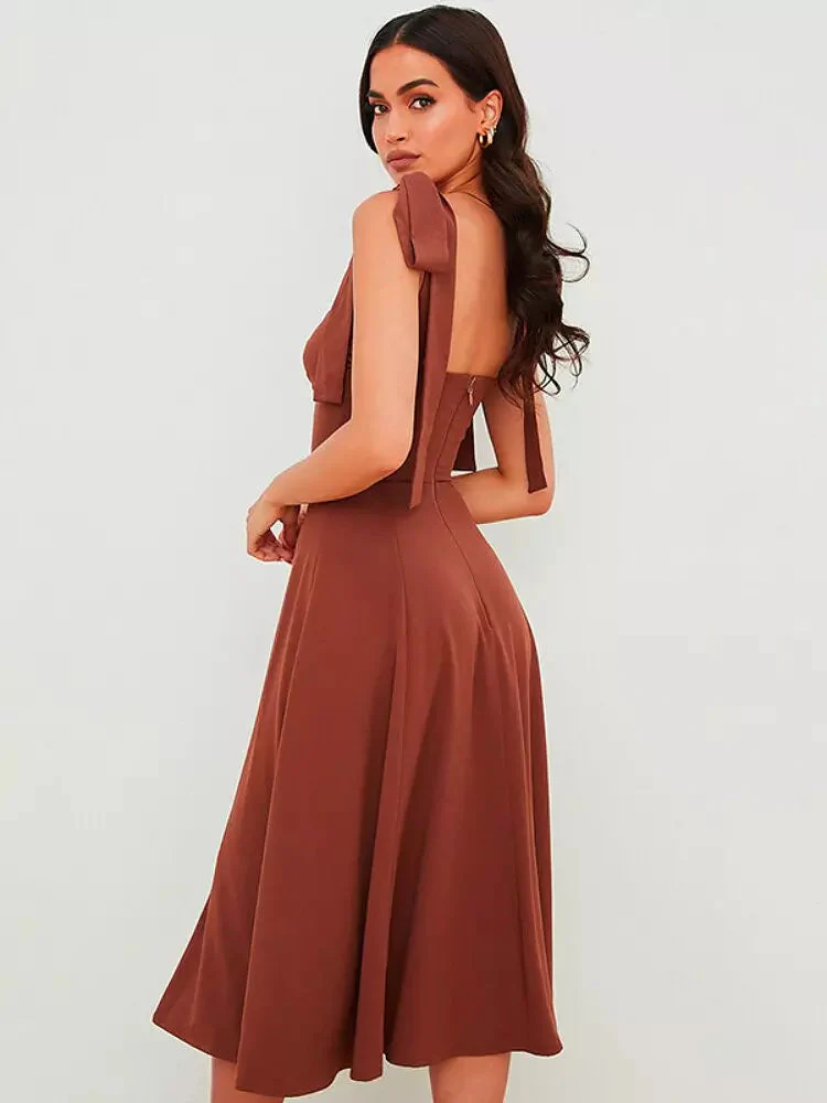 Heidi-Mode | Rückenfreies Korsett Korean Midi-Kleid für Frauen - Image 3