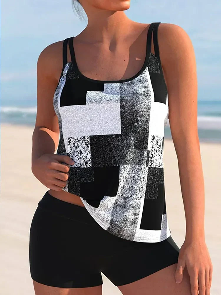 Heidi-Mode | Tankini mit Doppeltem Träger und Geometrischem Aufdruck - Image 3