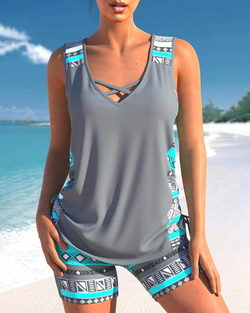 Heidi-Mode | Tankini-Set Sommerliches Tankini-Set mit Geometrischem V-Ausschnitt - Image 2