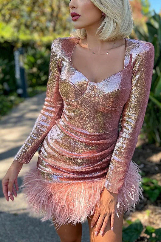 Heidi-Mode | Tanze Durch Die Nacht Pailletten Feder Party Kleid - Image 11