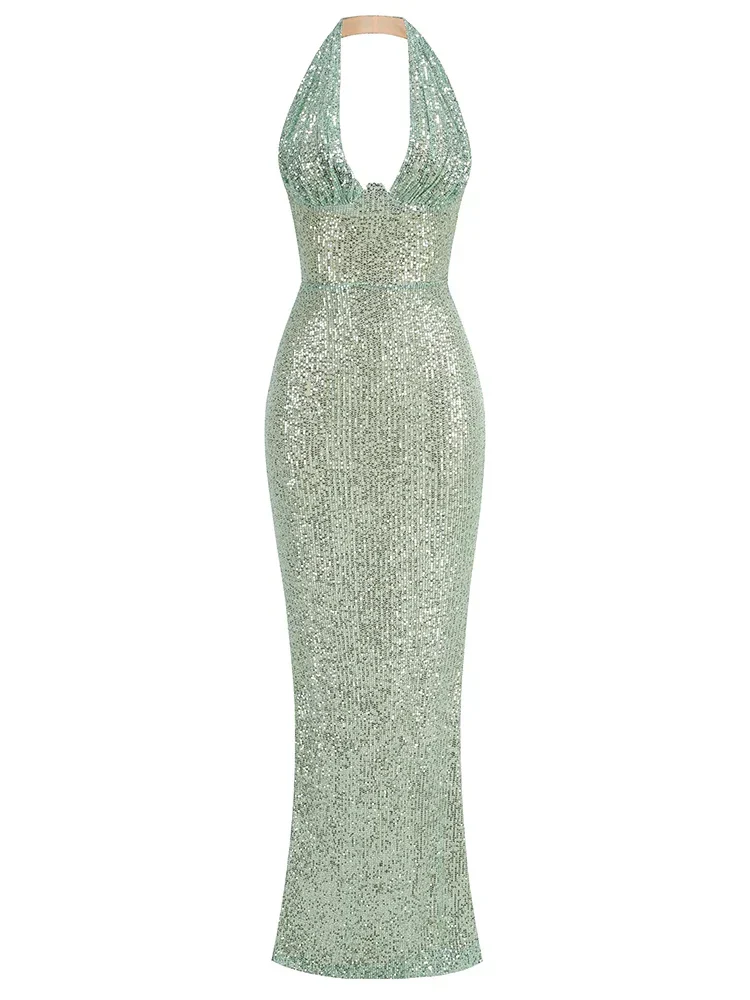 Heidi-Mode | Tiefer V-Ausschnitt Rückenfreies Maxi-Kleid - Image 4