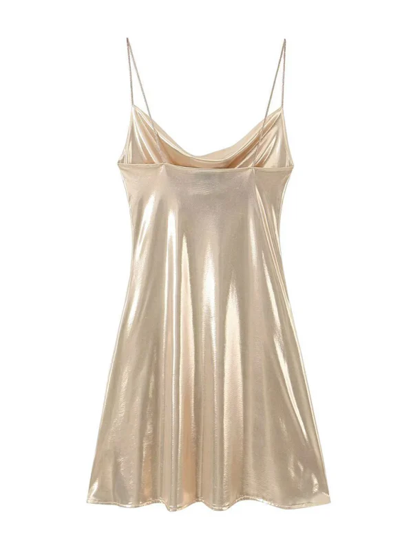 Heidi-Mode | Tiefer Rückenausschnitt Metallisches Straps Kleid - Image 10
