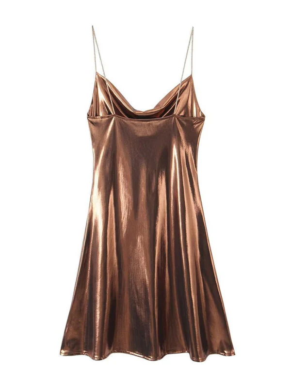 Heidi-Mode | Tiefer Rückenausschnitt Metallisches Straps Kleid - Image 11