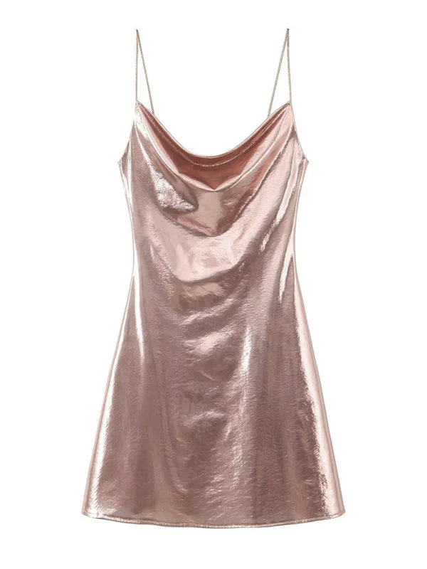Heidi-Mode | Tiefer Rückenausschnitt Metallisches Straps Kleid - Image 13