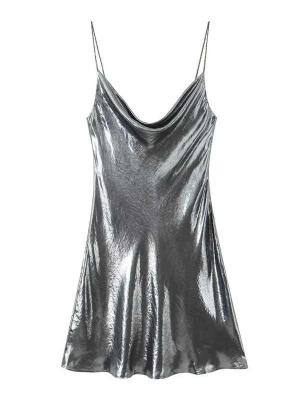 Heidi-Mode | Tiefer Rückenausschnitt Metallisches Straps Kleid - Image 14