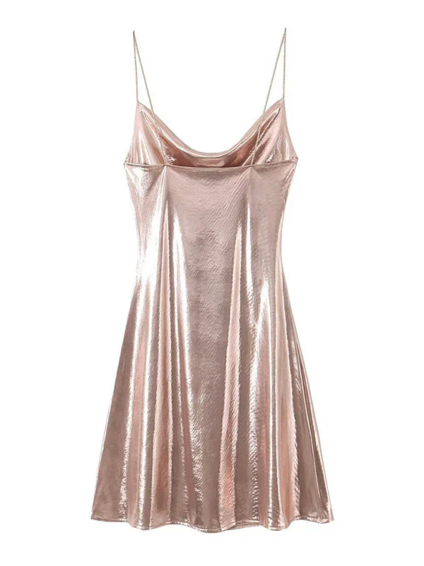 Heidi-Mode | Tiefer Rückenausschnitt Metallisches Straps Kleid - Image 2