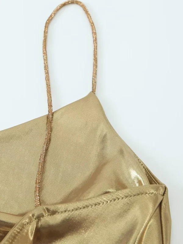 Heidi-Mode | Tiefer Rückenausschnitt Metallisches Straps Kleid - Image 8