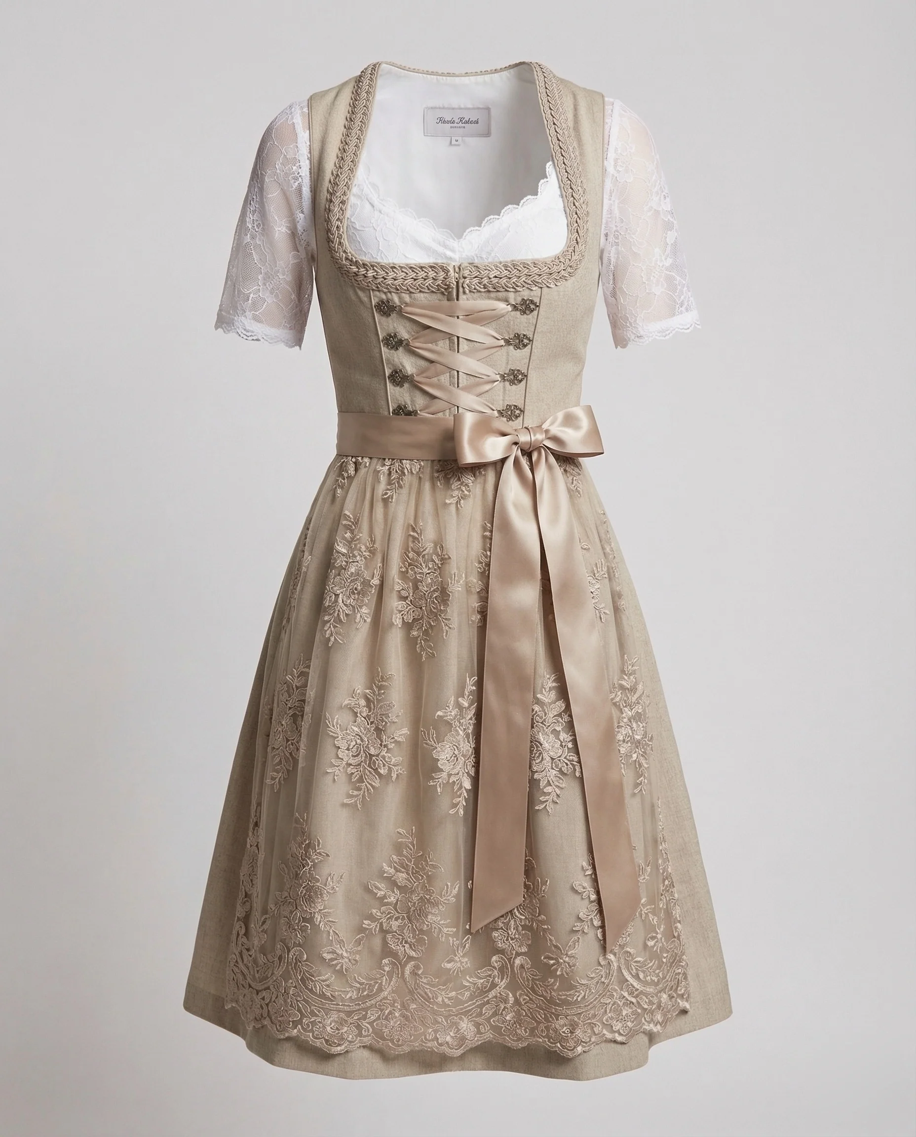 Damen Traditionelles Dirndlkleid mit Schnürmieder, Schürze & Spitzenbluse | Heidi-Mode - Image 5
