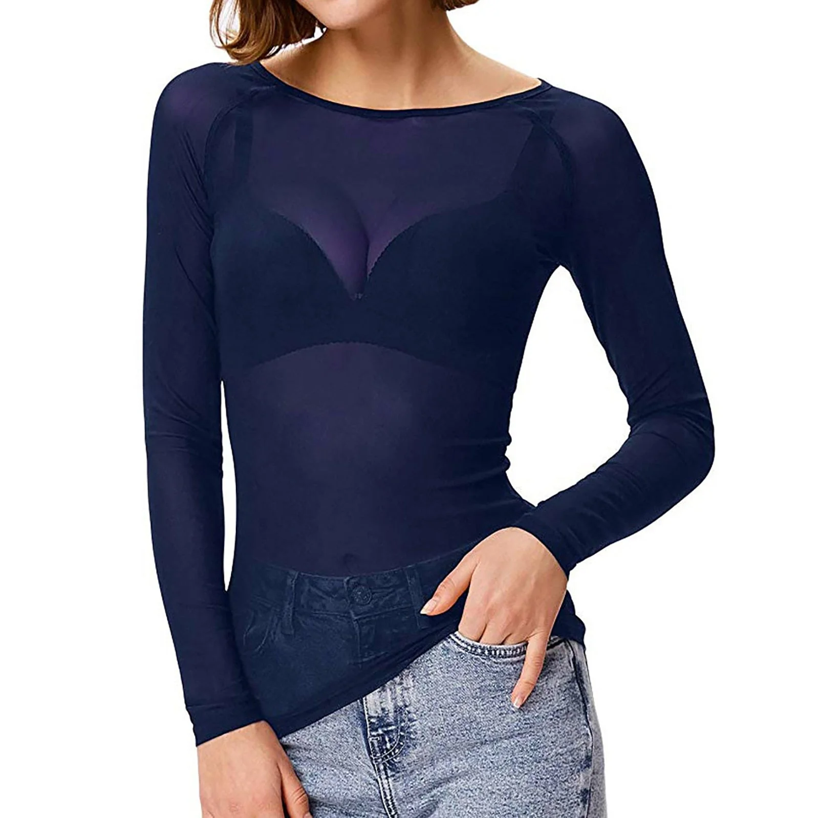 Heidi-Mode | Transparente Mesh Langarm Top für Damen - Image 3