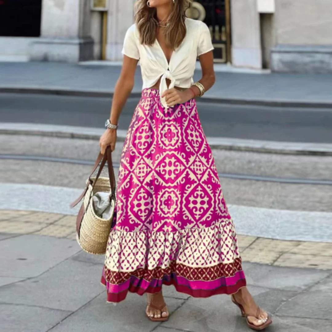 Heidi-Mode | Trendiger High Waist Rock mit Geometrischem Muster - Image 7