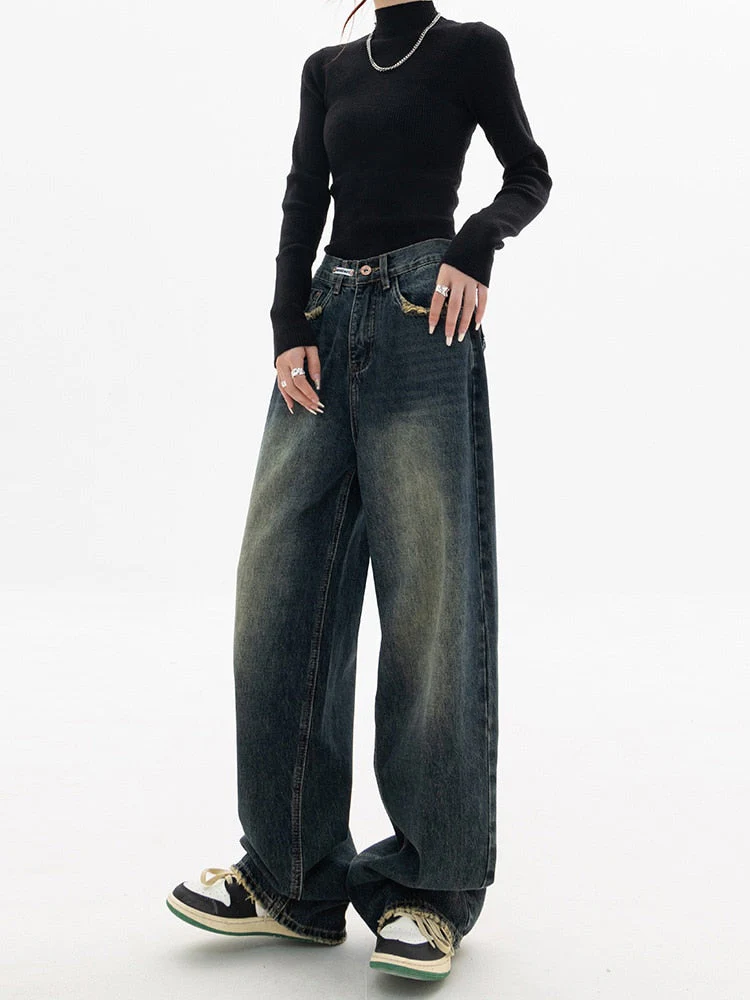 Heidi-Mode | Trendy Baggy Wide Leg Jeans Damen Jeans mit Hoher Taille Lässige Streetwear
