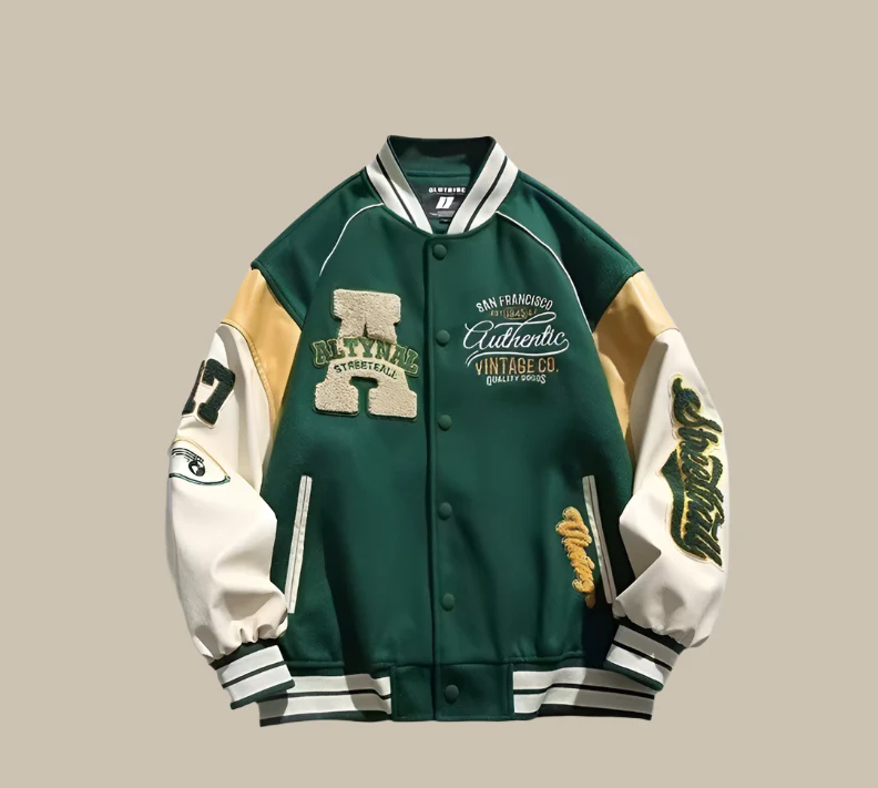 Heidi-Mode | Trendy Übergroße Weinlese Baseballjacke für Herren - Image 4