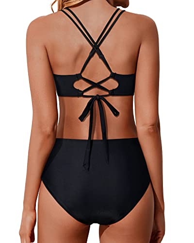 Heidi-Mode | Twist Front Hohe Taille Bikini Satz Zweiteilige Badeanzüge Push Up Wickel Badeanzüge