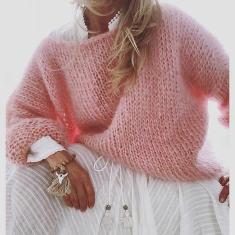 Heidi-Mode | U Boot Ausschnitt Grob Gestrickt Oversize Pullover Damen Strickwaren - Image 4