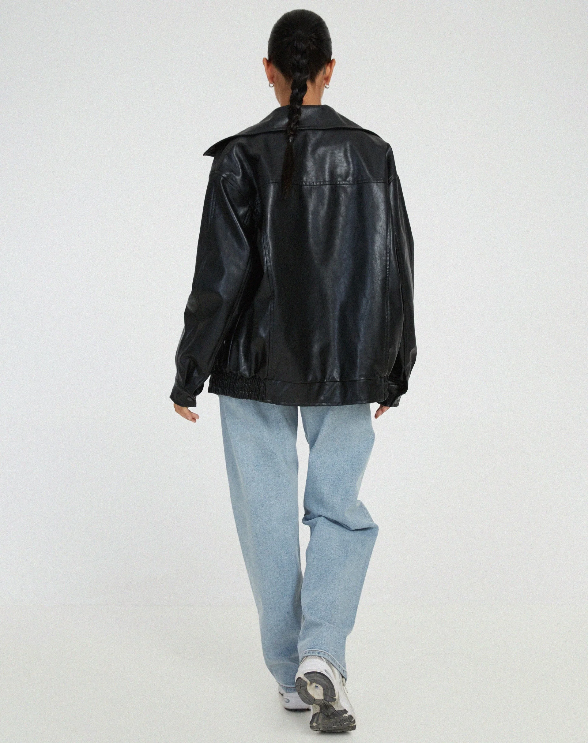 Heidi-Mode | Übergroße Jacke Kunstleder Reißverschluss Kunstlederjacke Damenjacken - Image 2