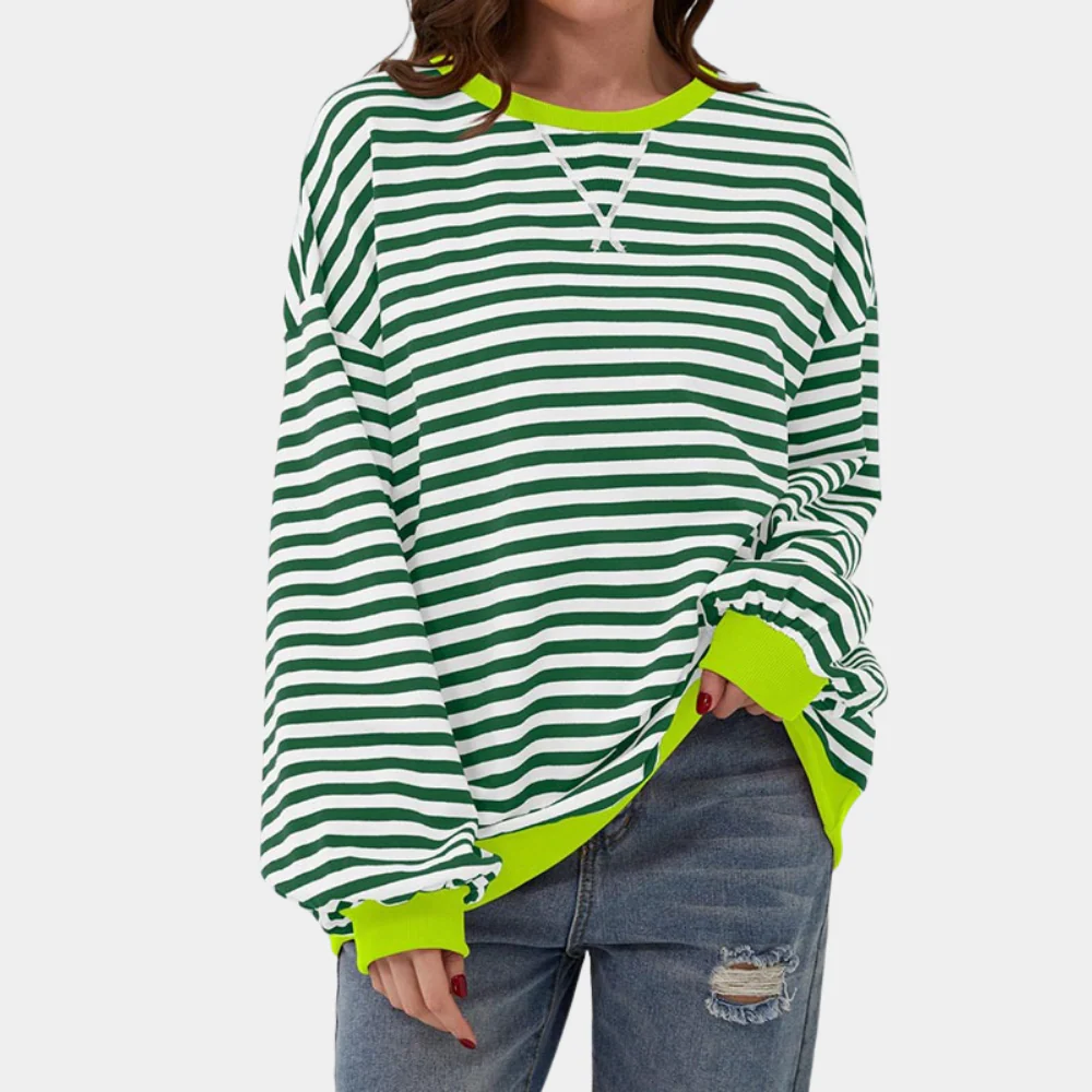 Heidi-Mode | Übergroßer und Gestreifter Pullover für Damen