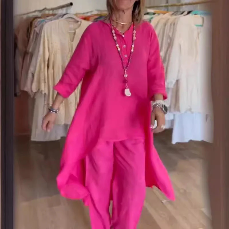 Heidi-Mode | Unifarbener Freizeitanzug Aus Leinen für Damen - Image 9