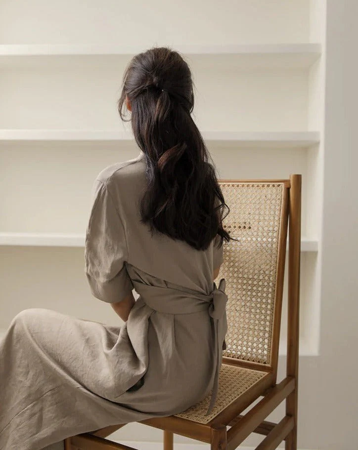 Heidi-Mode | Unregelmäßiges Kleid Aus Leinen In Khaki - Image 10