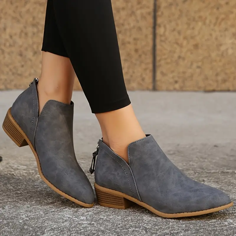 Heidi-Mode | V-Ausschnitt Chic Dicke Absatzstiefel für Damen - Image 4