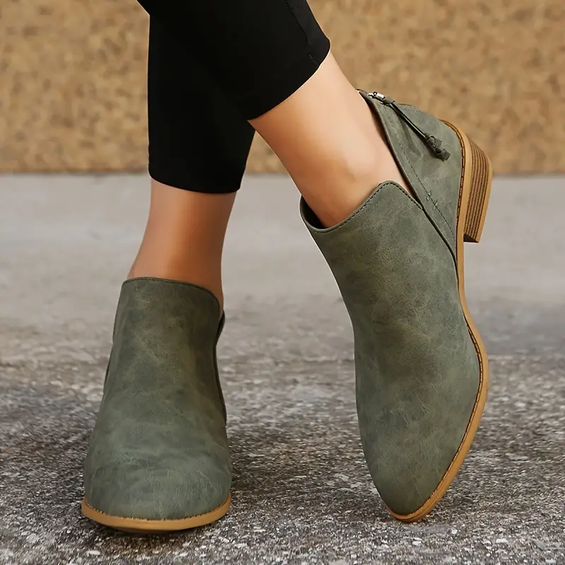 Heidi-Mode | V-Ausschnitt Chic Dicke Absatzstiefel für Damen - Image 5