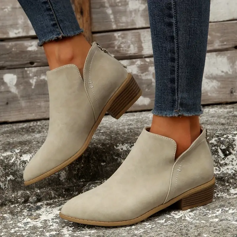 Heidi-Mode | V-Ausschnitt Chic Dicke Absatzstiefel für Damen - Image 9
