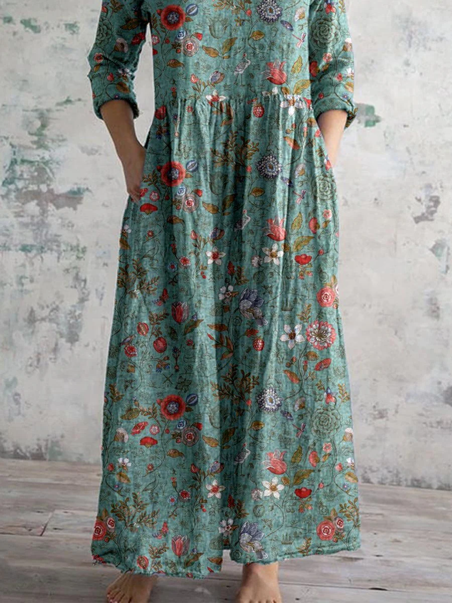 Heidi-Mode | V-Ausschnitt Blumen Kleid