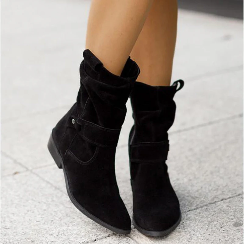 Heidi-Mode | Stiefeletten Aus Wildleder mit Runder Spitze und Reißverschluss für Damen - Image 4