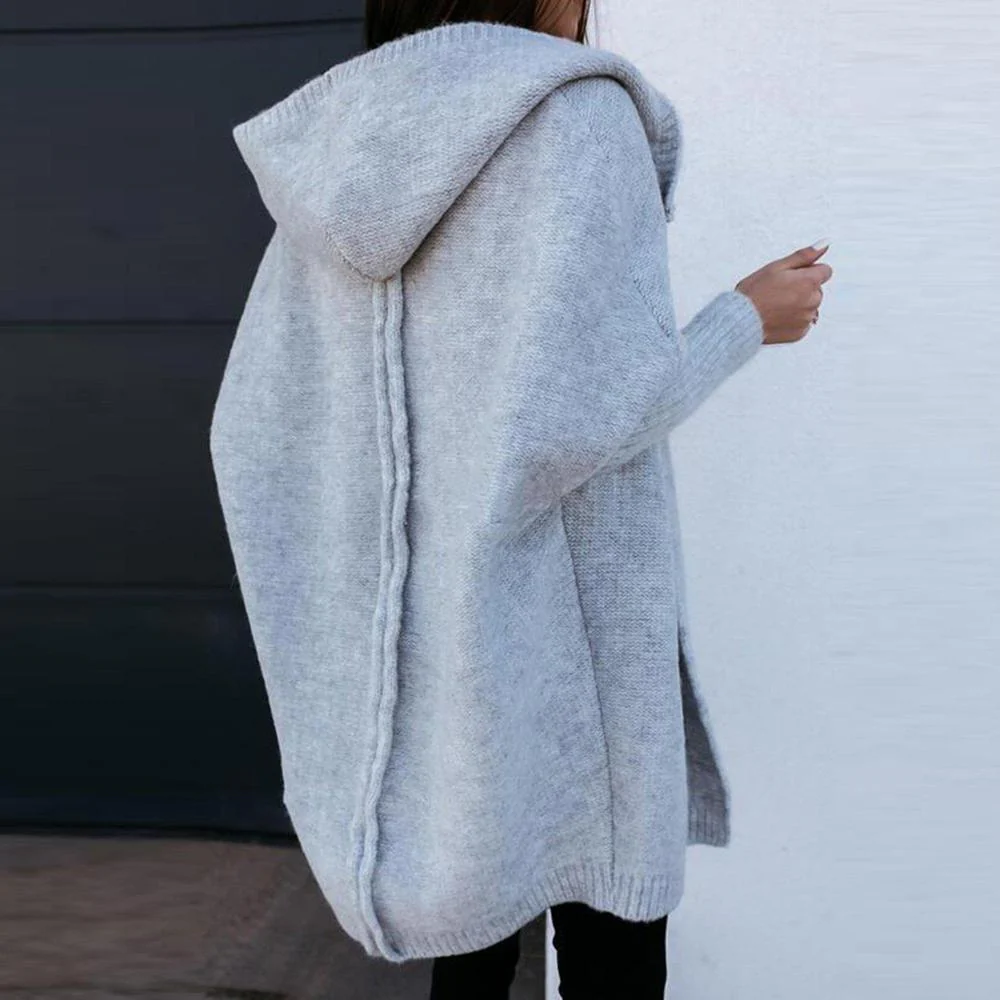 Heidi-Mode | Oversize Boxy-Langarm-Strickjacke mit Kapuze - Image 3