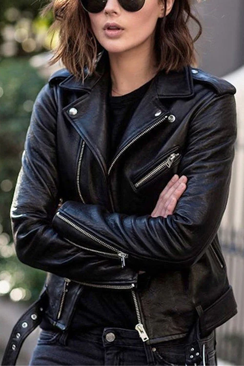 Heidi-Mode | Rosiedress Vintage Revers Reißverschluss Kunstleder Bikerjacke - Image 2