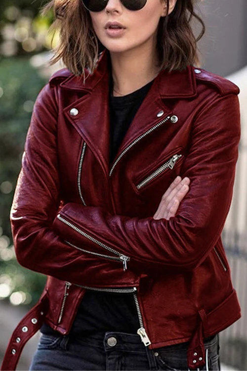Heidi-Mode | Rosiedress Vintage Revers Reißverschluss Kunstleder Bikerjacke - Image 3