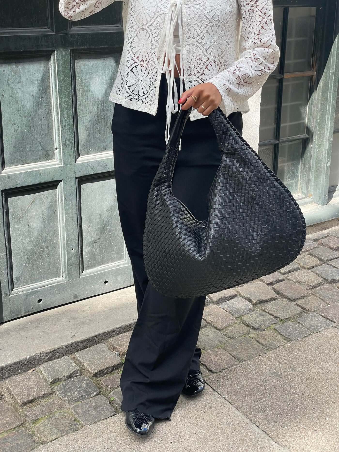 Heidi-Mode | Vintage Umhängetasche Damen Geflochtene Handtasche mit Reißverschluss Im Sale - Image 3