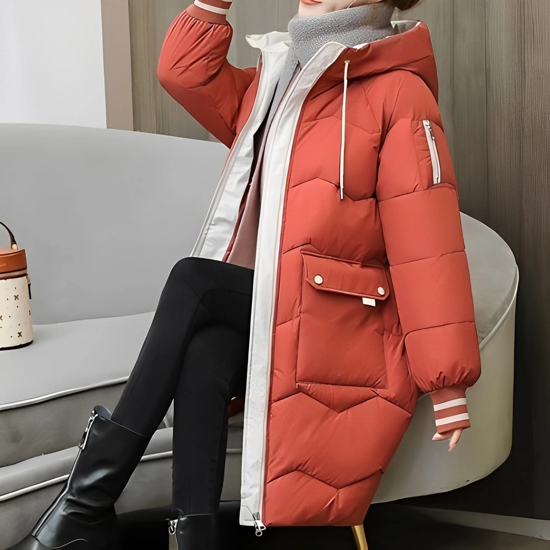 Heidi-Mode | Warmer und Langer Wattierter Mantel - Image 7