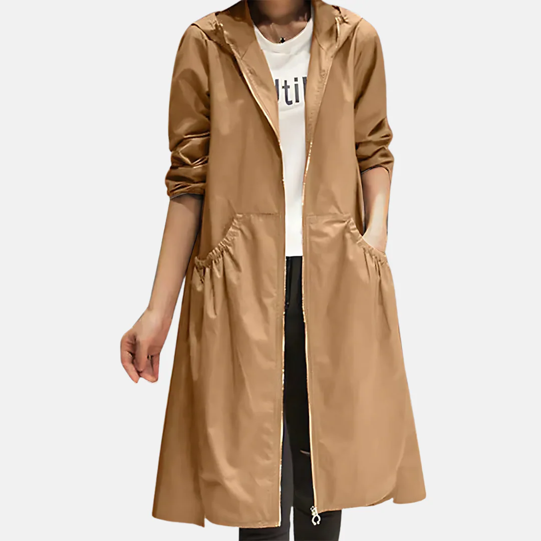 Heidi-Mode | Wasserdichter Knielanger Mantel mit Kapuze für Damen - Image 2