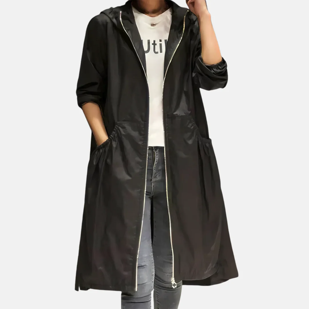 Heidi-Mode | Wasserdichter Knielanger Mantel mit Kapuze für Damen - Image 4