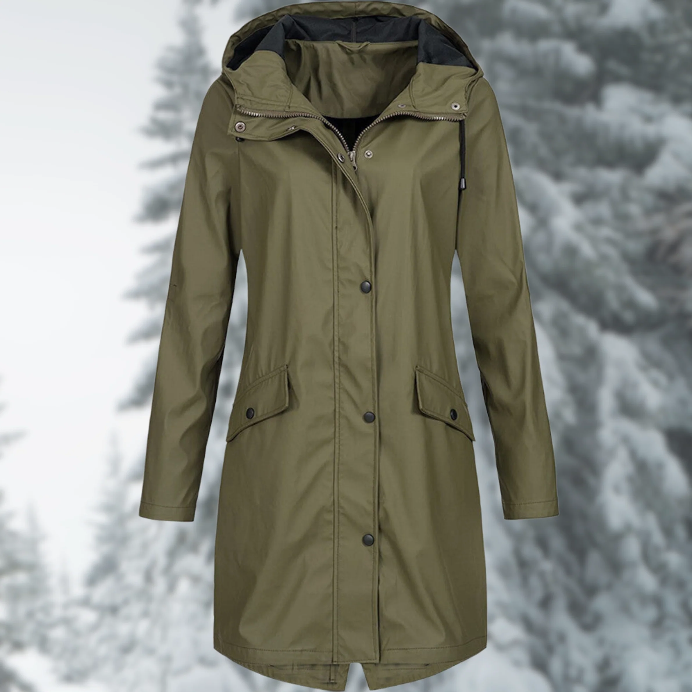 Heidi-Mode | Wasserdichte Parka mit Kapuze - Damen Regenjacke mit Praktischen Taschen - Image 3