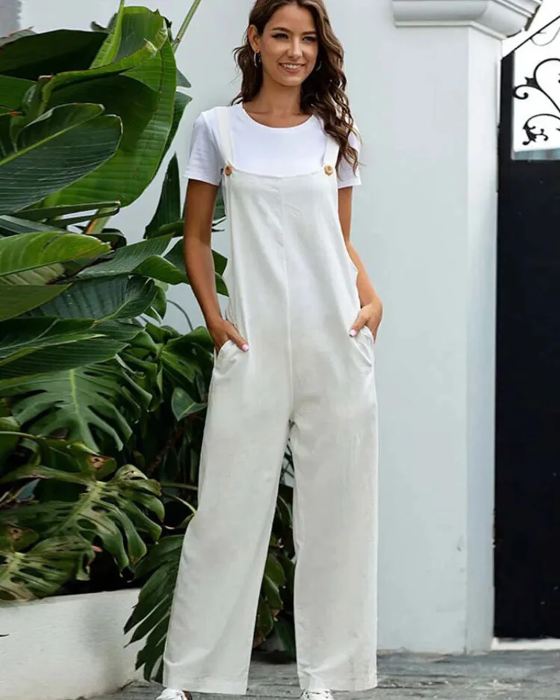 Heidi-Mode | Weiß Latzhose Damen Lässig - Image 2
