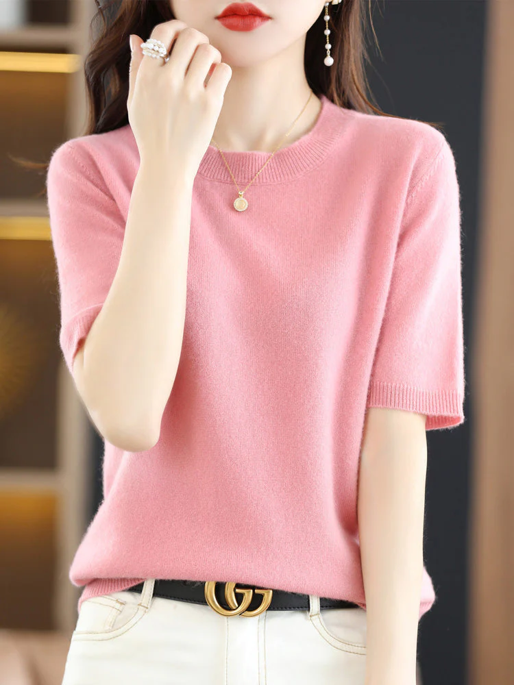 Heidi-Mode | Soft Cashmere T-Shirt With Round Neck - Image 2