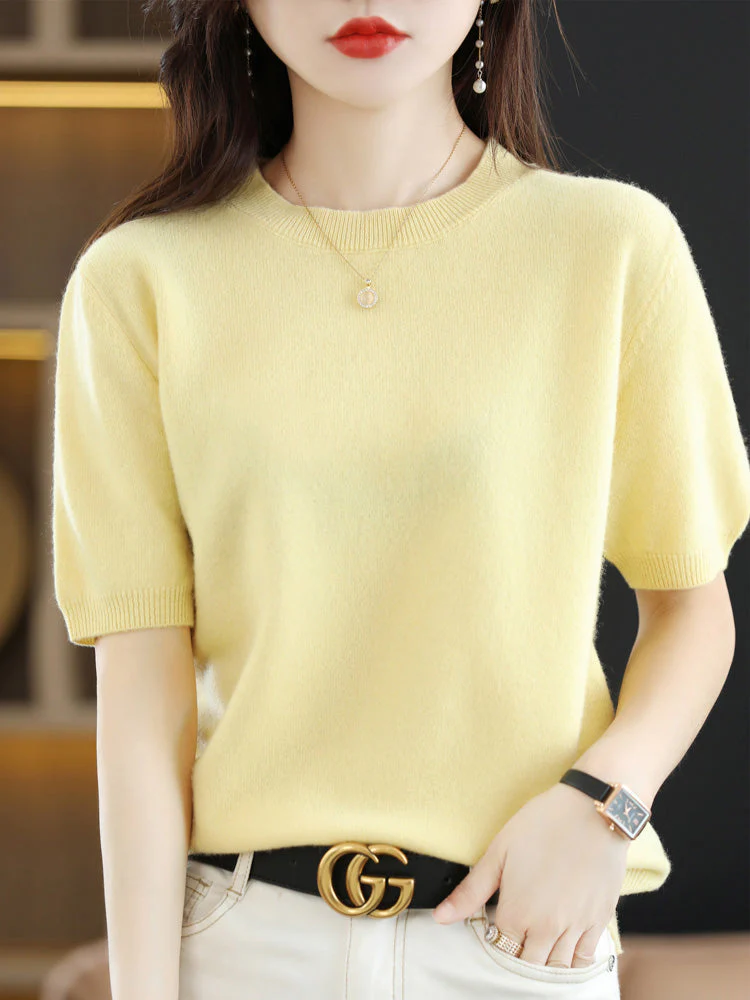 Heidi-Mode | Soft Cashmere T-Shirt With Round Neck - Image 4