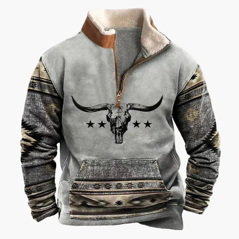 Heidi-Mode | Western Style Pullover mit Azteken-Muster und Longhorn-Motiv - Bequemer Freizeit-Sweater für Outdoor & Alltag - Image 19