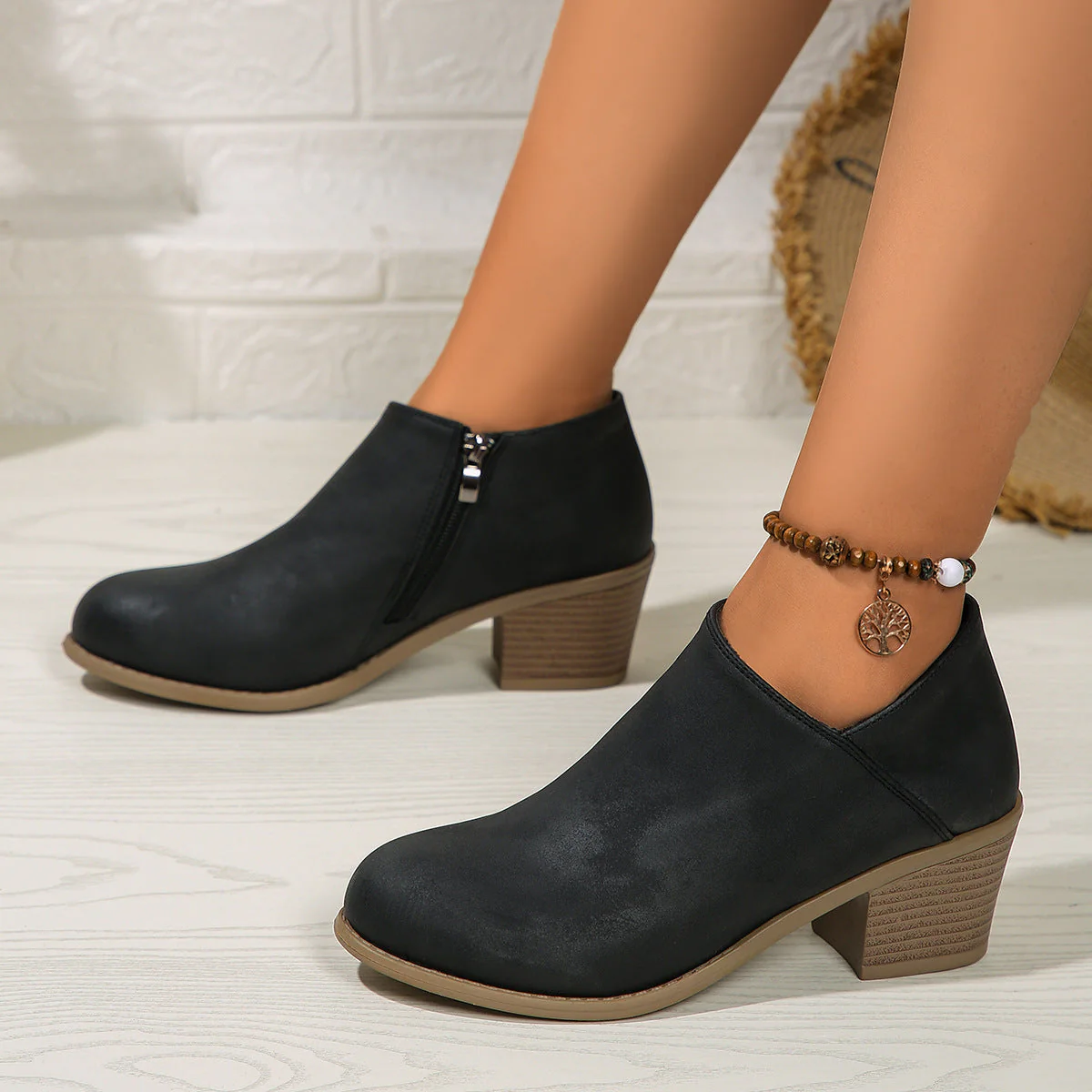 Heidi-Mode | Stiefeletten - Damen Bequeme Stiefel mit Blockabsatz und Reißverschluss - Image 6