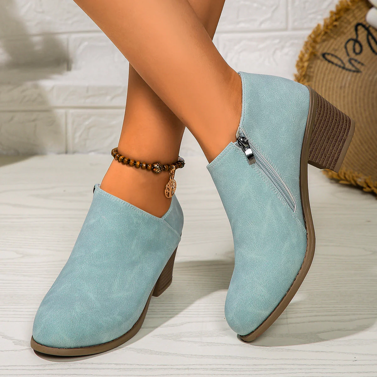 Heidi-Mode | Stiefeletten - Damen Bequeme Stiefel mit Blockabsatz und Reißverschluss - Image 7