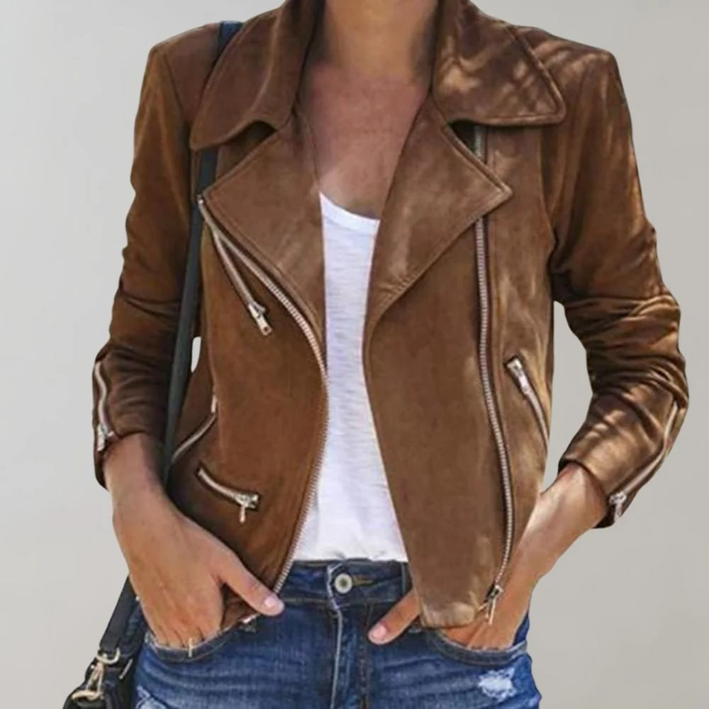 Heidi-Mode | Wildleder Bikerjacke mit Reißverschluss für Damen - Image 10