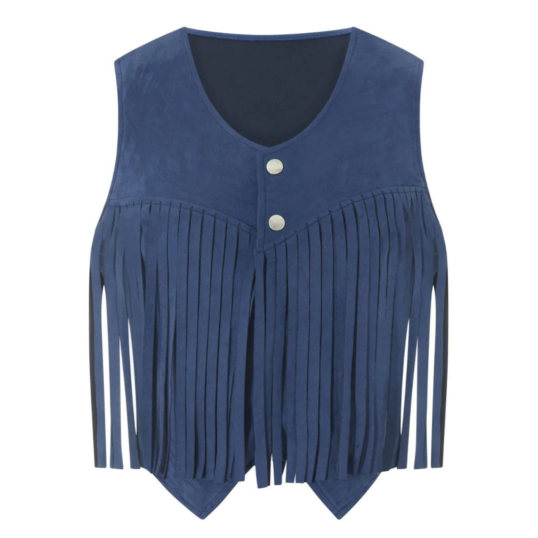Heidi-Mode | Wildleder-Weste mit Fransen und Knopfdetail - Image 5