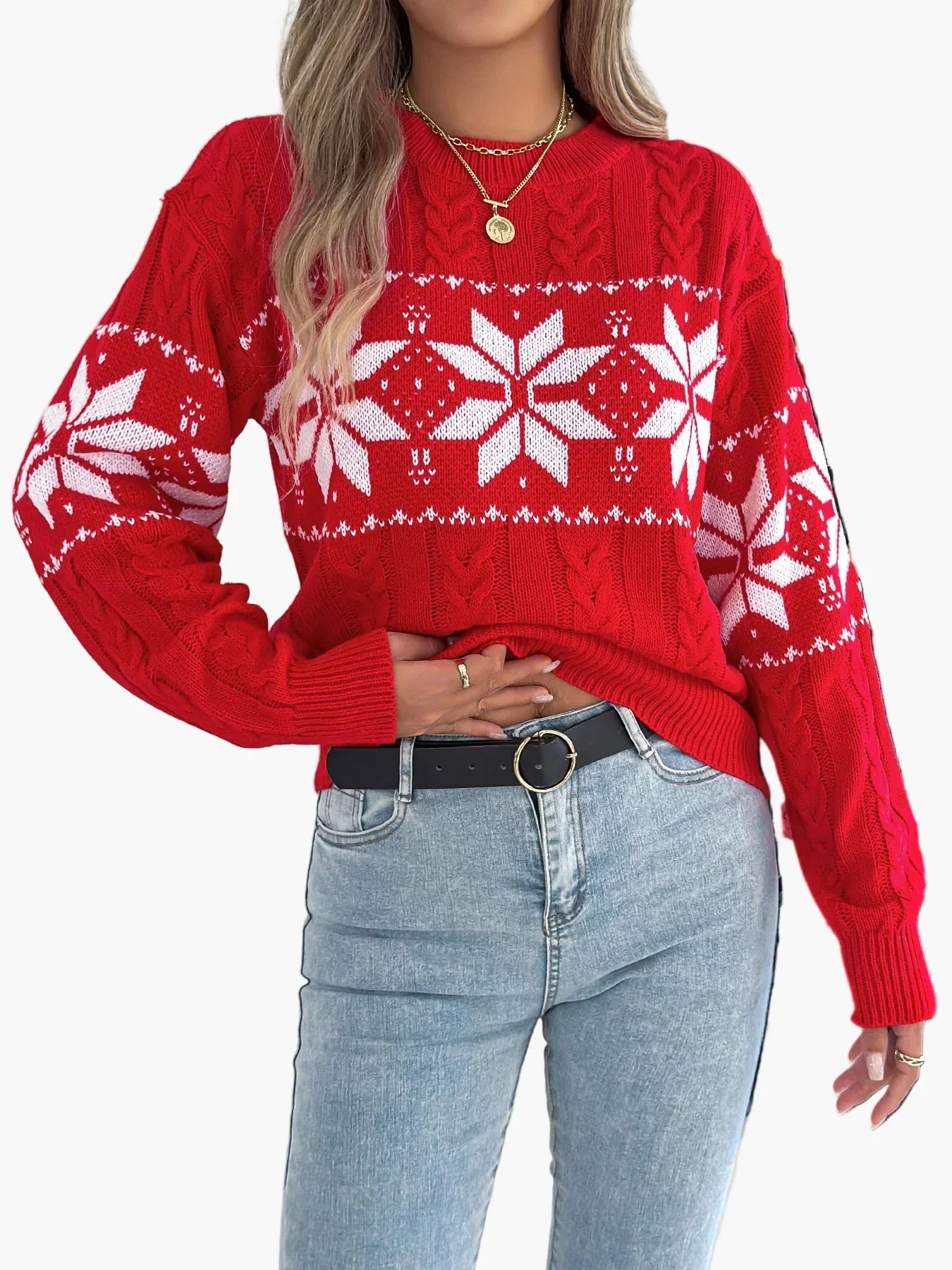 Heidi-Mode | Winterpullover mit Norwegermuster - Gemütlicher Strickpullover für Weihnachten & Alltag
