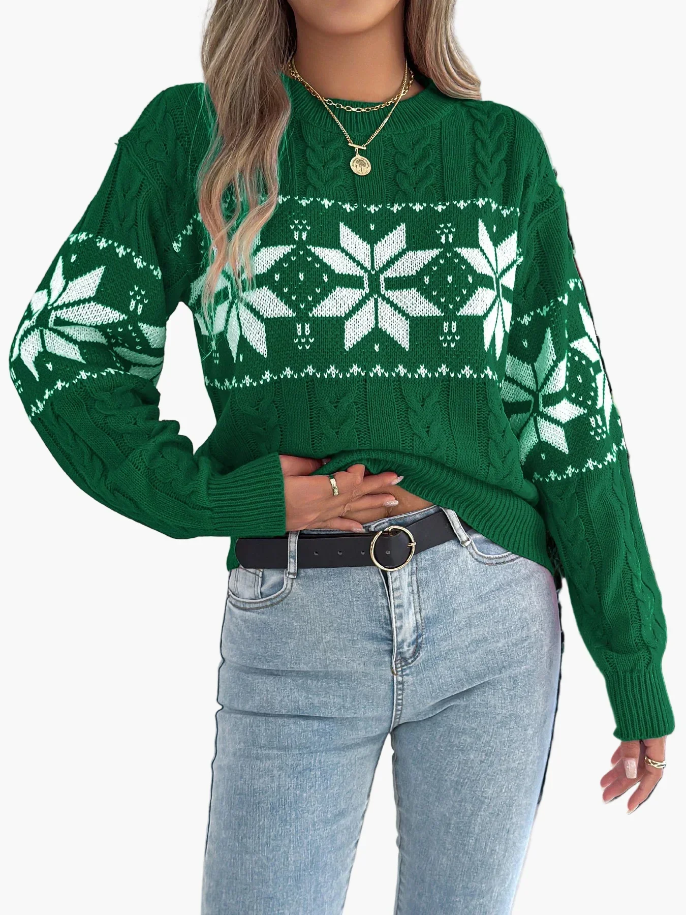 Heidi-Mode | Winterpullover mit Norwegermuster - Gemütlicher Strickpullover für Weihnachten & Alltag - Image 3