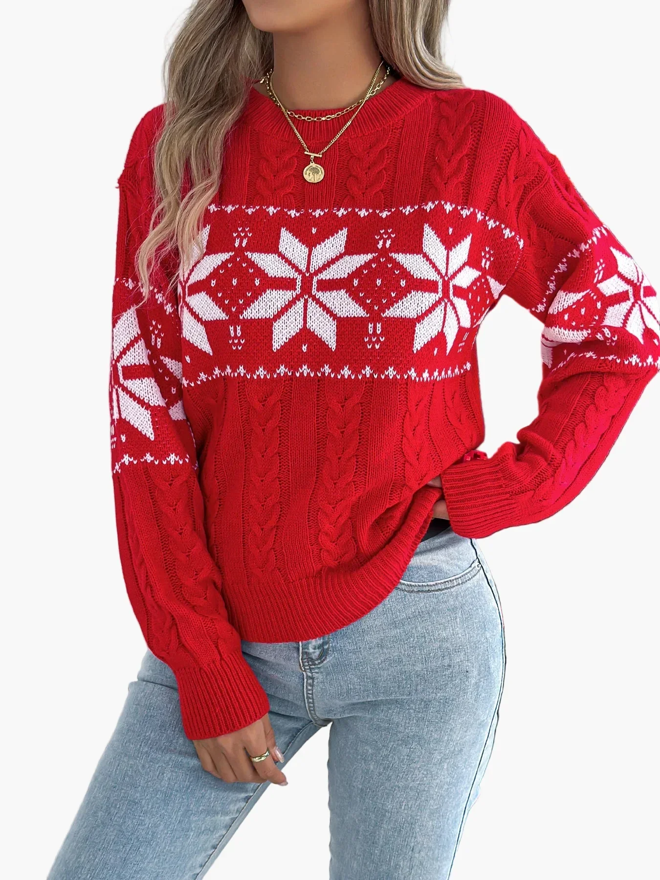 Heidi-Mode | Winterpullover mit Norwegermuster - Gemütlicher Strickpullover für Weihnachten & Alltag - Image 6