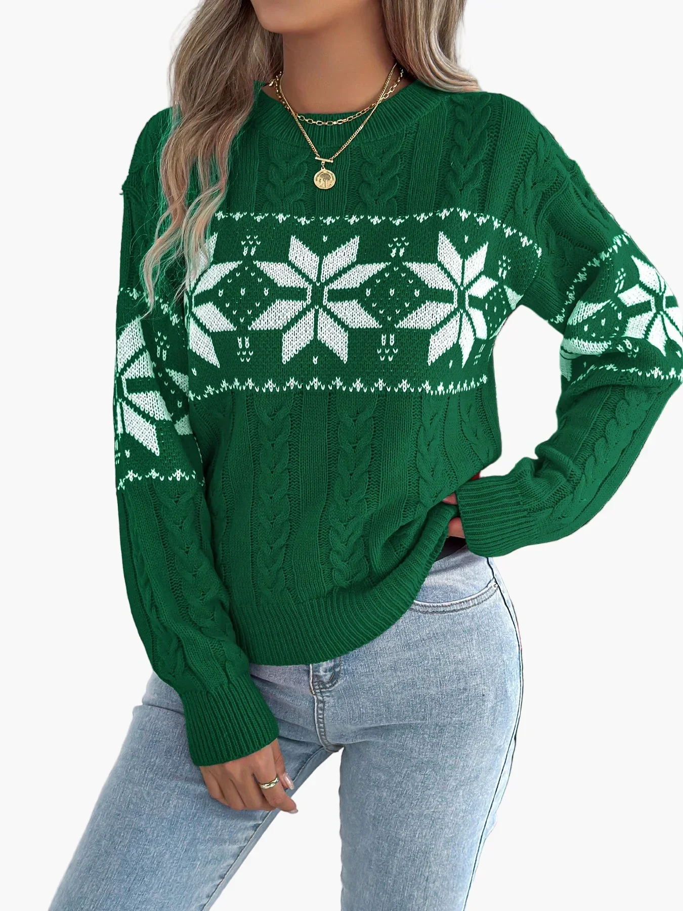 Heidi-Mode | Winterpullover mit Norwegermuster - Gemütlicher Strickpullover für Weihnachten & Alltag - Image 7