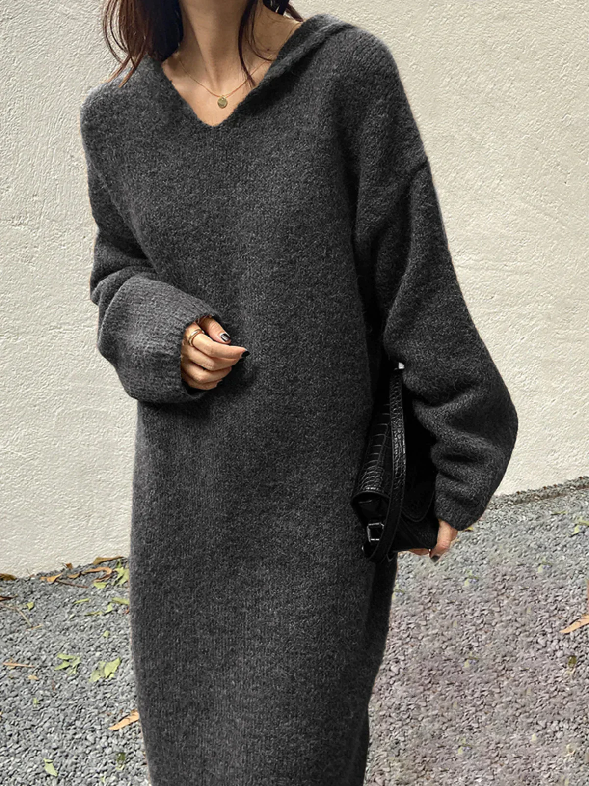Heidi-Mode | Woll - Kapuzen - Strick - Midi - Kleid - Image 2
