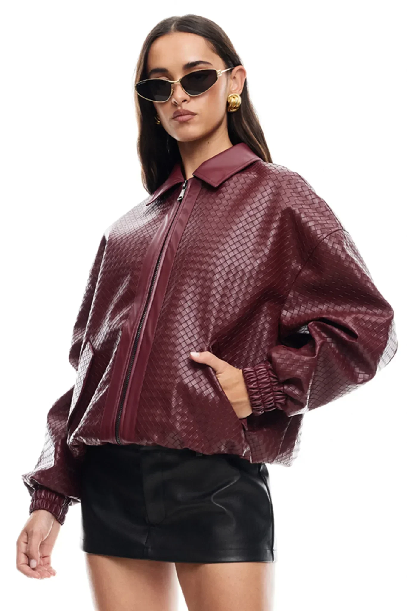 Heidi-Mode | Woven Faux Leder Bomberjacke - Image 2